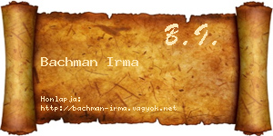 Bachman Irma névjegykártya